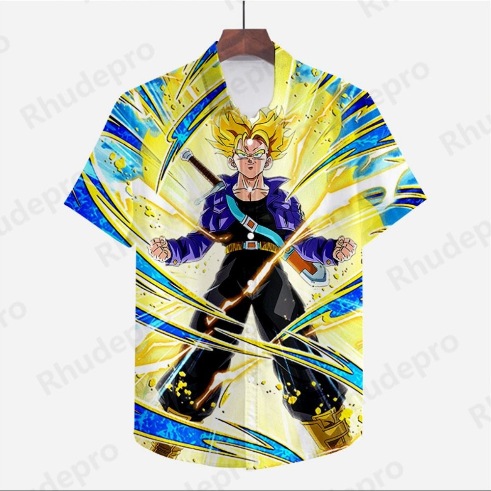 Men's Clothes Seaside Trip Dragon Ball Z Shirt Cool Beach Style Anime High Quality Streetwear Summer Goku Fashion 2024 Y2k