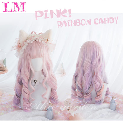 LM? Peruca de cosplay branca ombre de ondas corporais longas, perucas sintéticas resistentes ao calor, perucas Lolita naturais de parte média para mulheresW