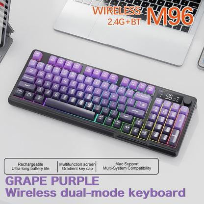 Teclado Gamer Sem Fio M96 Bluetooth FREEWOLF com Tela, Tela Eletrônica, Conexão Multi-Dispositivo, Ergonomia Gamer