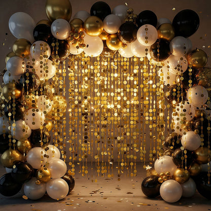 Shimmer Golden Sequin Curtain Backdrop Sparkly Glitter Hanging Decorations for Weddings Party Porch Decor & Holiday Celebrations