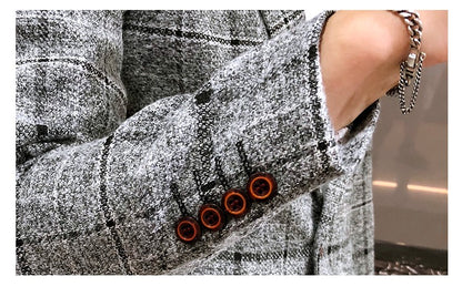 2025 New Men's Casual Plaid Suit Jacket Male Linen Plaid Business Self-cultivation Wedding Dress Party Suit Coat Plus Size S-5XL