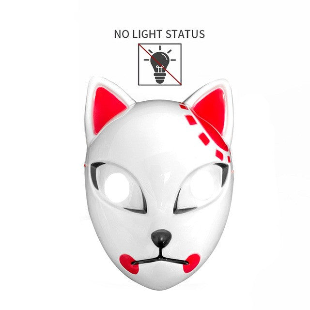 2024 Halloween Neon Mask Cosplay Japanese Anime Neon LED Demon Slayer Mask Halloween Party Costume Props