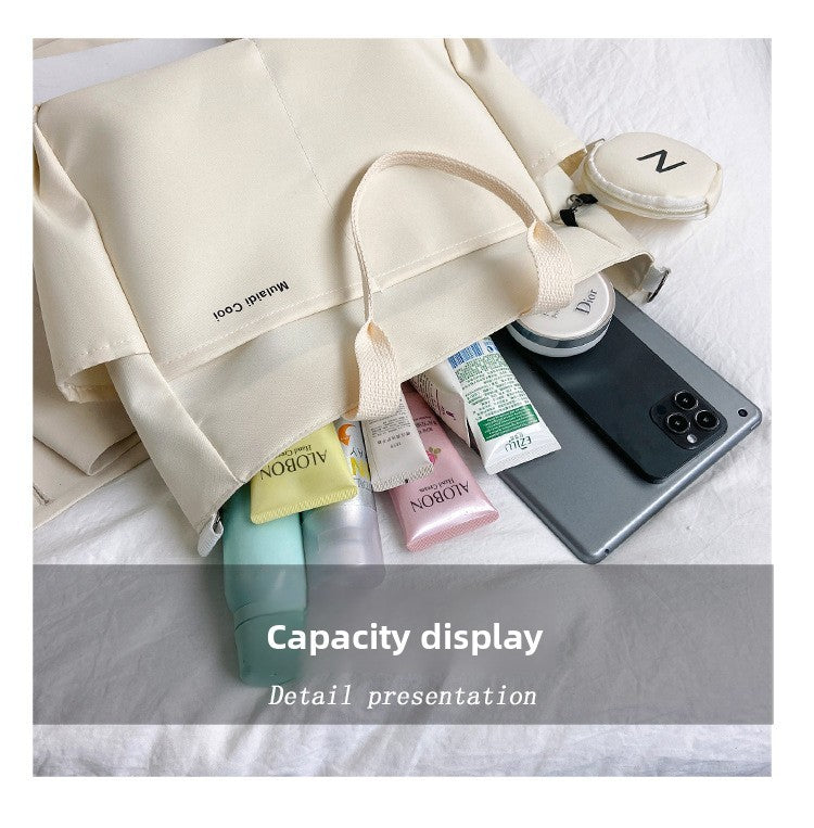 Minimalist Nylon Tote Bag, Oxford Waterproof Handbag Shoulder Crossbody Bag with Pocket, Effortless Style for Women Daily Errand