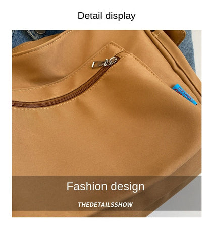 Simplicity Oxford Canvas Composite Shoulder Bag Solid Color Versatile Lazy Style Crossbody Bag Large Capacity Commuter Tote Bag