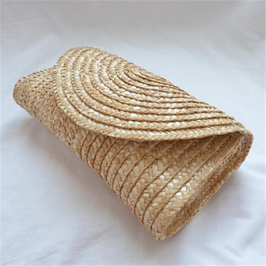Female Wheat Straw Woven Clutch Bag Wheat Straw Braid Handmade Female Wallet Ladies Summer Beach Travel Envelope Handbag