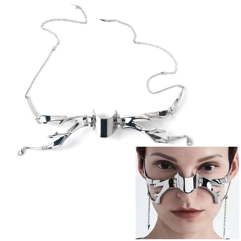 Halloween Punk Alien Decent Nose Mechanical Mask Cosplay Chin Gothic Masks Metal Wear Masquerade Party Accessories Cool Stuff