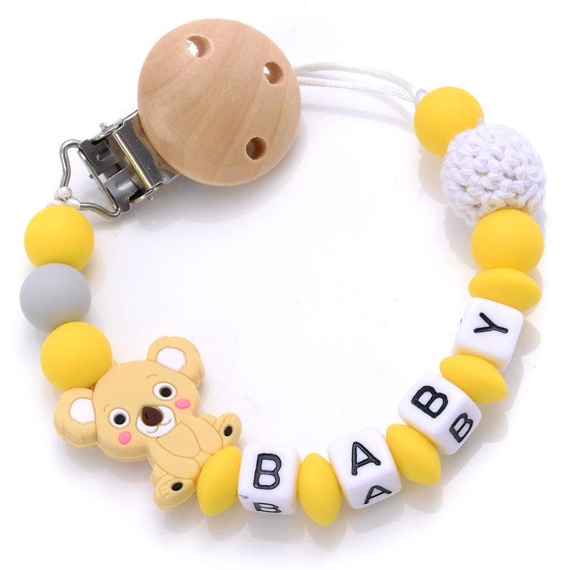 Baby Personalised Name Silicone Pacifier Clips Chain Wholesale 1Pcs Baby Nipple Pacifier Chain Cartoon Shape Holder