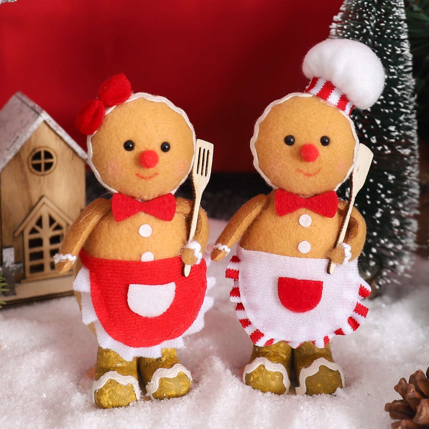 Plush Gingerbread Dolls Gingerbread Sitter Chef Gingerbread Man Christmas Ornaments For New Year Party Decorations Home Supply