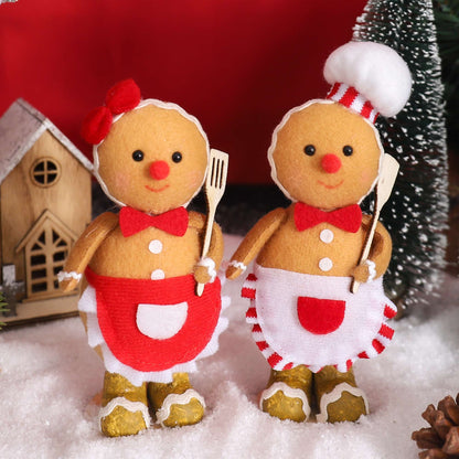 Plush Gingerbread Dolls Gingerbread Sitter Chef Gingerbread Man Christmas Ornaments For New Year Party Decorations Home Supply