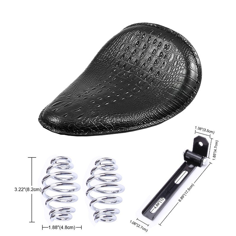 Assento de Couro para Motocicleta Retro Couro Preto Banco Solo para Harley Custom Chopper Bobber Honda Yamaha Kawasaki Suzuki