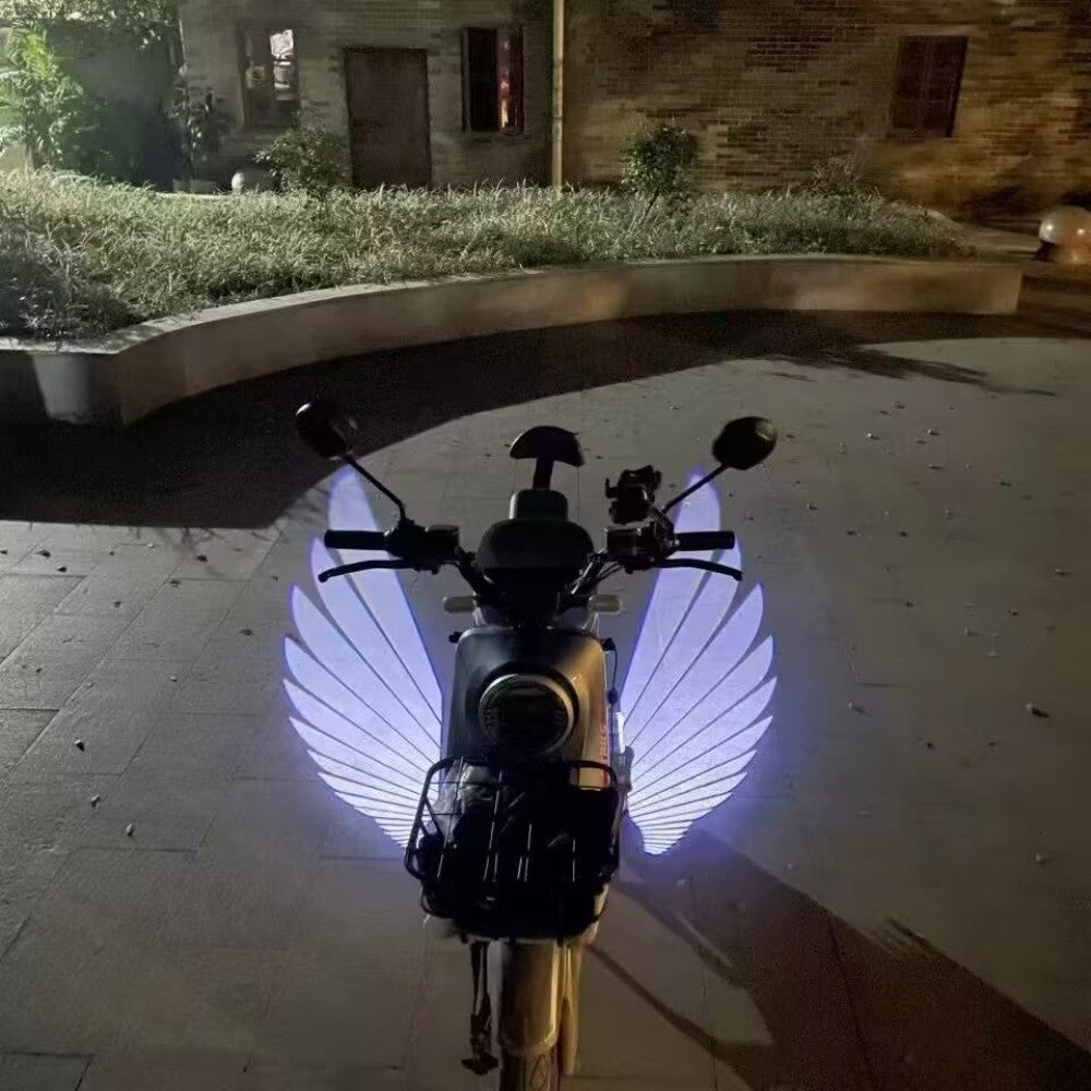 Luz Projetora LED para Motocicleta, Lâmpada de Projeção Asas de Anjo, Luz Decorativa de Modificação para Moto e Patinete Elétrico