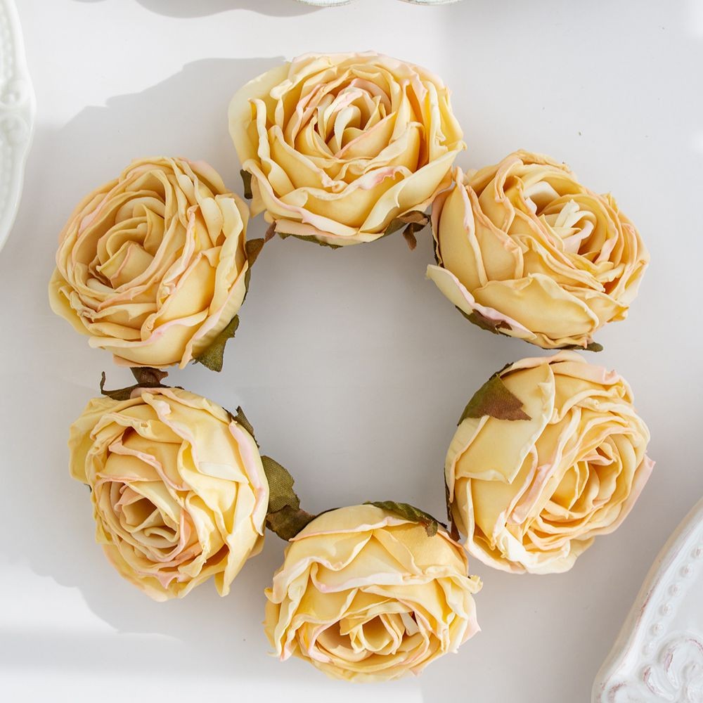 Artificial Flower Burned Edge Rose Wedding Bridal Bouquet Decor Home Outdoor Garden Festival Party Wreath Diy Ins Gift Scrapbook