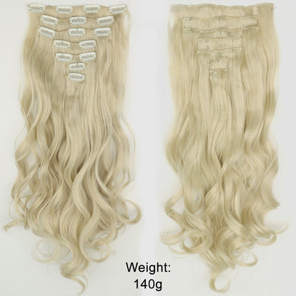 Cabelo Liso Comprido 16 Clipes 7 Pçs/Conjunto de Apliques de Cabelo Sintético Natural Loiro Preto Resistente ao Calor 2026