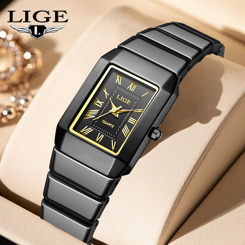 LIGE Classic Elegant Woman Watch Fashion Luxury Ceramic Strap Waterproof Casual Simple Dress Quartz Women's Watches Wristwatches