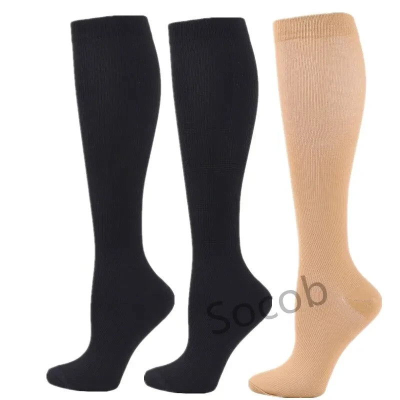 3/6/7 Double Compression Socks Varicose Socks Men Women With Diabetes Pregnancy Elastic Socks Gym Outdoor Sports Rugby Running