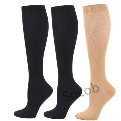 3/6/7 Double Compression Socks Varicose Socks Men Women With Diabetes Pregnancy Elastic Socks Gym Outdoor Sports Rugby Running