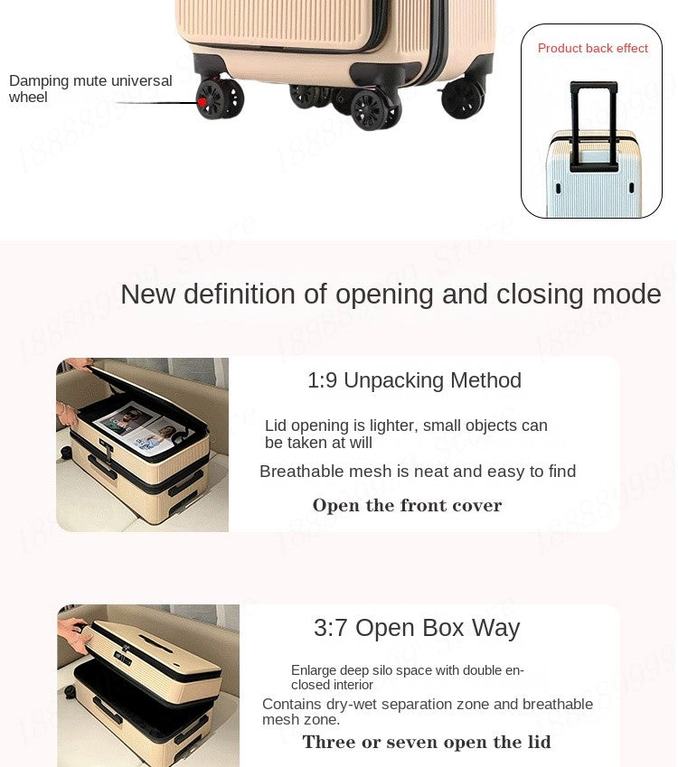 Nova Mala de Viagem com Abertura Lateral Grande Capacidade Bagagem 5 Rodas Antidesmoronamento Trolley Case 20 Polegadas Mala de Mão PC