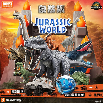 BLOKEES Jurassic World Jurassic Park Dinosaurs TERRAVENTURE Tiranossauro Rex Velociraptor Bonecos de Ação de Montar Caixa Surpresa
