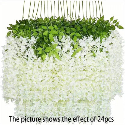 12pcs Wisteria Vine Artificial Flowers Wholesale Trailing Fake String for Home Wedding Party Decor Silk