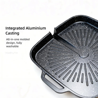 KOSUN Non-stick Barbecue Pan Stone Coated Cast Aluminum Korean Grill Pan Guipan Pot with Pour Mouth for Gas and Induction Stove