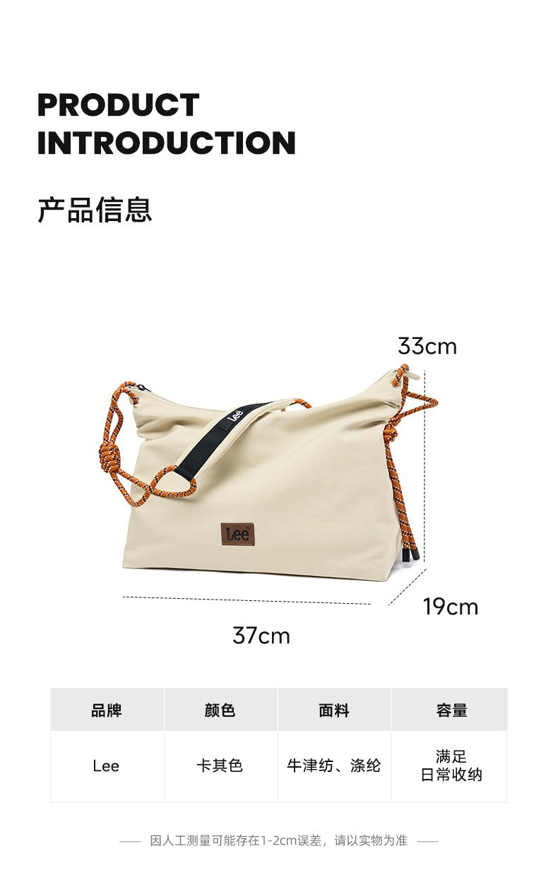 LEE Unisex Denim Blue Soft Pillow Shoulder Bags Beige Casual Simple Utility Light Ladies Large High Capacity Hobo Crossbody Bag