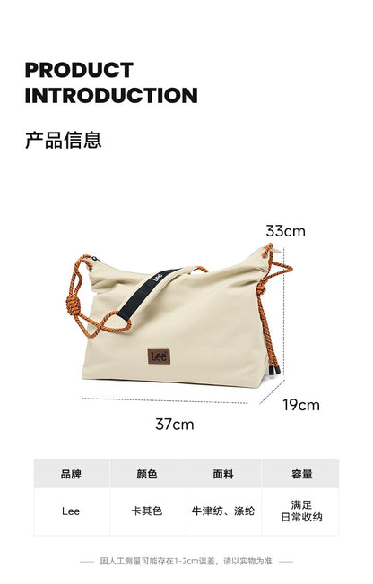LEE Unisex Denim Blue Soft Pillow Shoulder Bags Beige Casual Simple Utility Light Ladies Large High Capacity Hobo Crossbody Bag