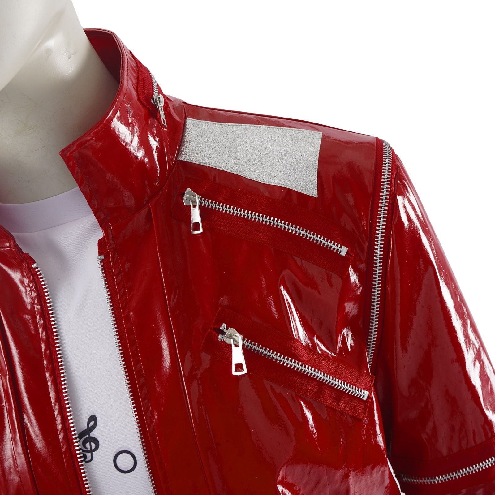 Red Zipper Michael Jackson MJ Beat It Jacket for Impersonators PU Leather Punk Casual Coat Halloween Stage Christmas Outwear Cos