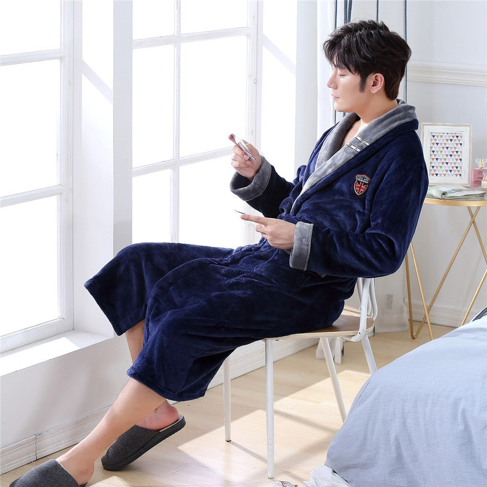 Large Size 3XL Flannel Robe Kimono Bathrobe Gown Winter Coral Fleece Sleepwear Nightwear Loose Thickened Home Wear Loungewear