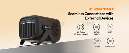 XGODY 4K Projector 450ANSI Android 11 Beamer Autofocus & Keystone 1080P 360° Rotation Wifi6 BT5.2 Portable Movie Outdoor Airmous