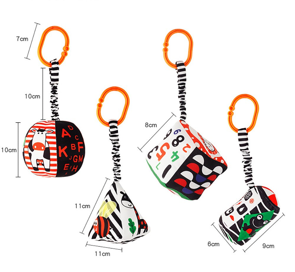 Baby Newborn Crib Hanging Rattle Toys Early Development for 0-12 Months High Contrast Black and White Learning Education Toy