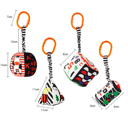 Baby Newborn Crib Hanging Rattle Toys Early Development for 0-12 Months High Contrast Black and White Learning Education Toy