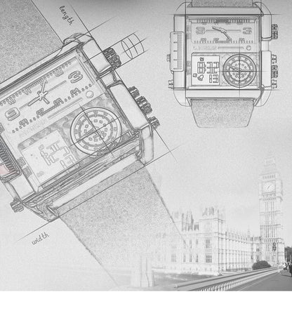 Mark Fairwhale Luxury Quartz Watches Men Fashion Brown Leather Strap Clock Military Waterproof Square Electronic WristWatch 2023