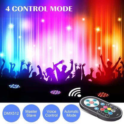 Datewink 4PCS 36LEDs Flat Par Lights With Bag RGB Stage Lighting Effect DMX512 For DJ Disco Wedding Party Nightclub Christmas