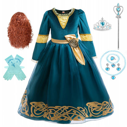 Princess Merida Dress Cosplay Brave Stage Performance Clothes  Cosplay Halloween Carnival Party Apparel Birthday Gift
