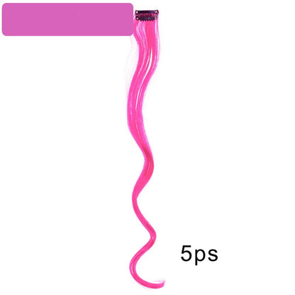 5pcs Colorful Curly Wavy Hair Extensions 18 inch Synthetic Wave Clip-In Hairpieces for Women Cosplay Christmas & New Year Gifts