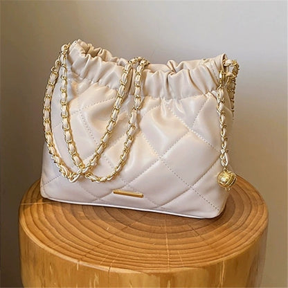 Chic Quilted Embroidered Thread Pu Women's Bag Fashion Chain Single Shoulder Bag, Stylish Crossbody Bag Perfect for Everyday Use