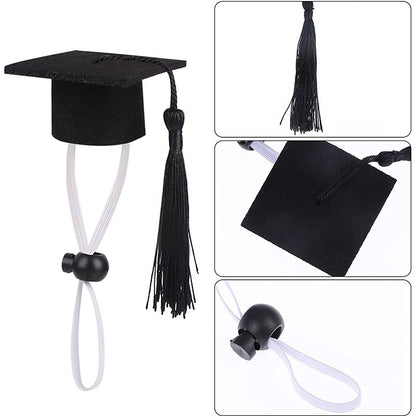 Chapéu de Formatura Pequeno Animal Mini Chapéu de Bacharel com Borla Boné de Estimação Fofo Gravata Borboleta para Gatinho Hamster Acessório de Fantasia para Fotos