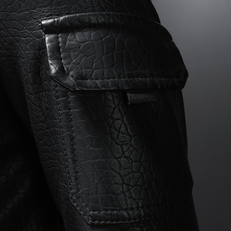 2024 New Men's Leather Coat Pilot Motorcycle Leather Coat Regular Thickened Large Leather Coats Embroidered Pocket Men Jacket