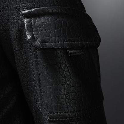 2024 New Men's Leather Coat Pilot Motorcycle Leather Coat Regular Thickened Large Leather Coats Embroidered Pocket Men Jacket