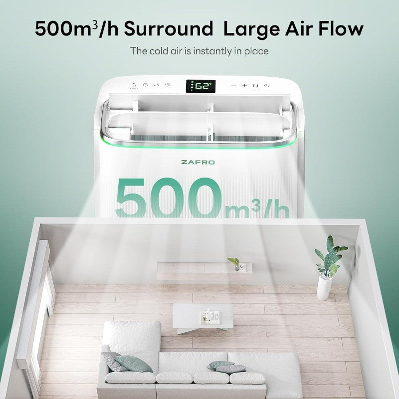 Ar-Condicionado Portátil ZAFRO 16.000 BTU, AC Inteligente de Duto Duplo com Refrigeração sem Drenagem, Modos de Refrigeração, Ventilador e Desumidificador