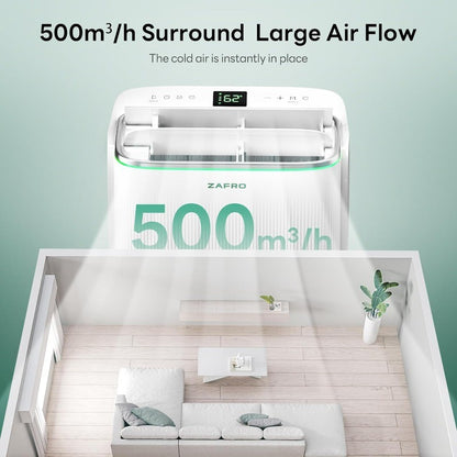 Ar-Condicionado Portátil ZAFRO 16.000 BTU, AC Inteligente de Duto Duplo com Refrigeração sem Drenagem, Modos de Refrigeração, Ventilador e Desumidificador