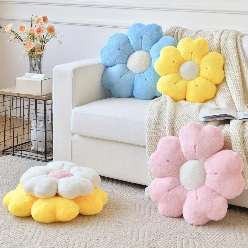 Flower Plush Throw Pillow Cute Daisy Stuffed Cushion Kawaii Sleeping Pillow Soft Office Chair Back Cushion Pet Mat Home Decor