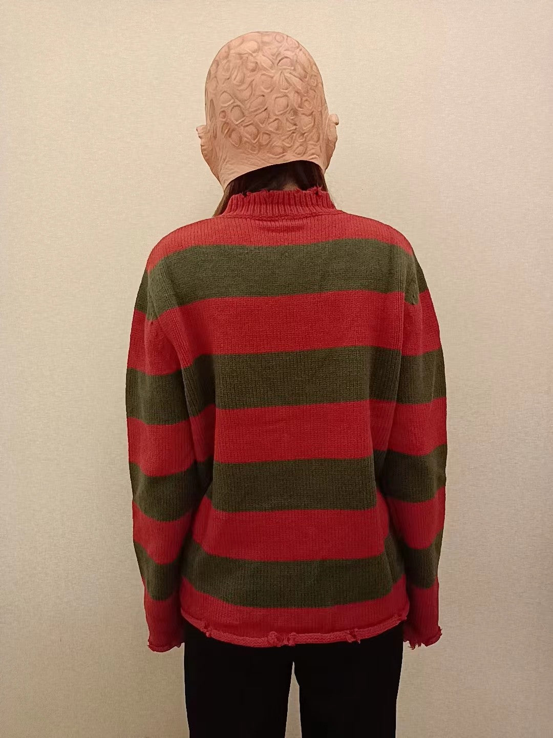 Freddy Cosplay Costume Adult Sweater Red Striped Knitting Top Coat Hat Fnaf Mask Halloween Carnival Party Costume for Men