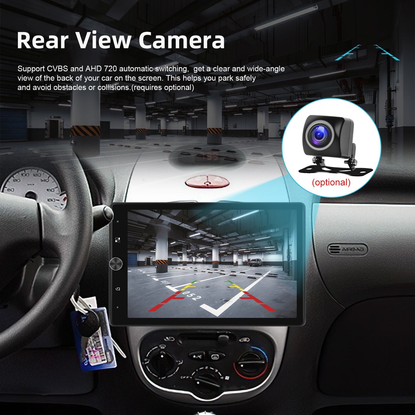 Podofo 10.4" Wireless CarPlay MP5 Player 1din Universally Rotation Car Multimedia Player Wireless Android Auto Car Radio Stereo