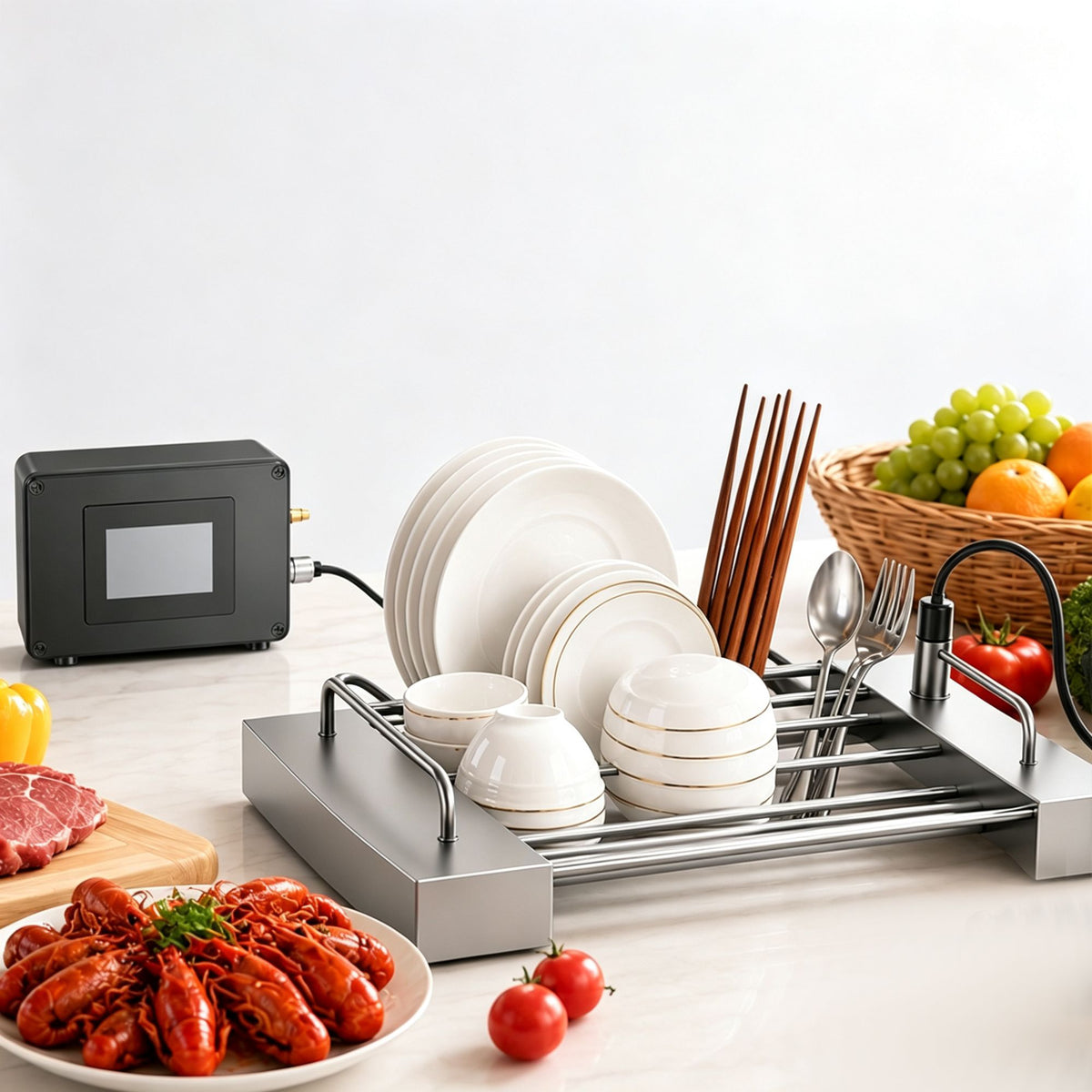 Dual Drive Ultrasonic Dishwasher Bubble Rinse Home Small Automatic Rinse Intelligent Dishwashing and Vegetable Washing Machine