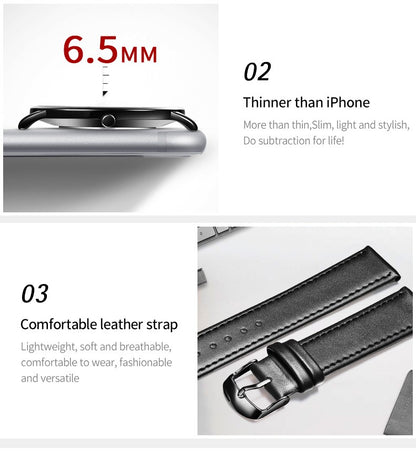 OLEVS 5869 Watch Man Casual Fashion Original Quartz Watch Waterproof Luminous Leather Strap Watches For Men Thin Watch Dial