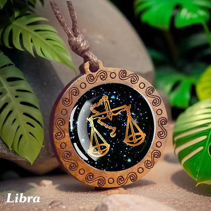Colar De Vidro Vintage Com 12 Signos Do Zodíaco Corrente De Corda Longa Ajustável Joias De Constelação