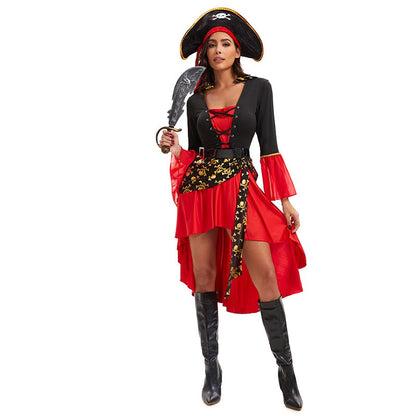 Adult Female Halloween Pirate Costume Captain Jack's Role-playing Costume Theatrical Stage Pirate Performance