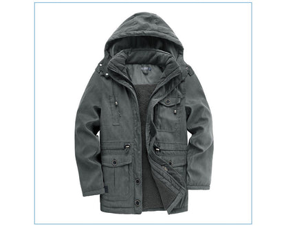 Winter Mens Fleece Warm Jackets Fashion Men Thicken Thermal Tactical Hooded Coats Men Outdoor Multi-pocket Windbreaker Jacket