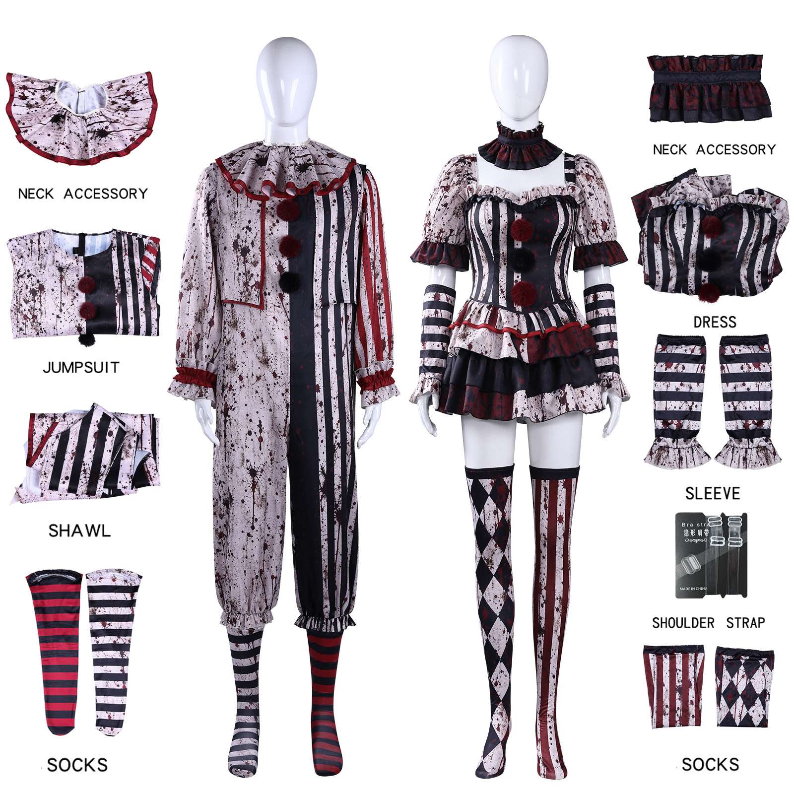 Terrifier Art Clown Joker Cosplay Costume Dark Clown Full Set for Men Women Role Play Horror Dress Suit Halloween Carnival Party